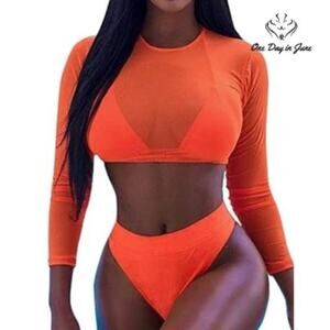 Meyeeka High Waist Rash Guard Bikini Size XL